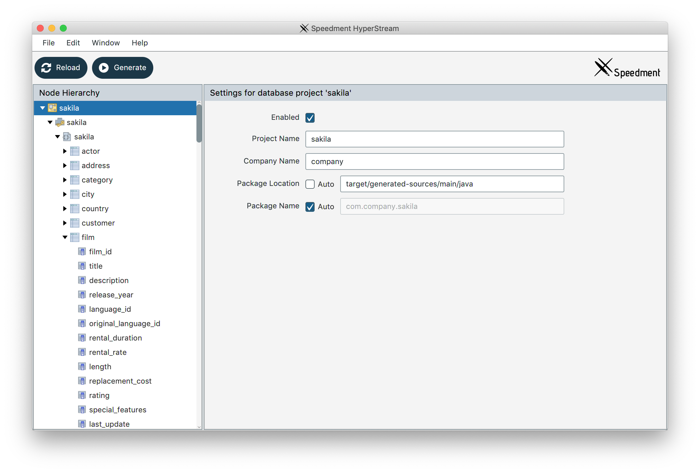 Generate Code into the generated-sources folder in the Speedment tool